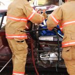 Firemen try to cut a car Firemen try to cut a car