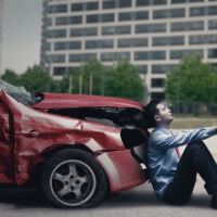 Stressful man after car accident
