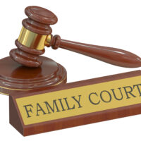 The family court sign with gavel
