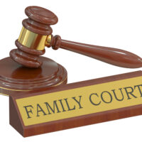 The family court sign with gavel The family court sign with gavel