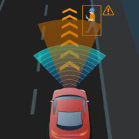 Lane departure warning llghts on car