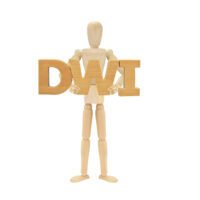 wooden stick figure holding DWI sign wooden stick figure holding DWI sign