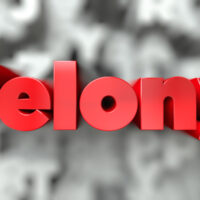 Felony – 3D stock image of Red text on white background Red text displaying felony on typography background