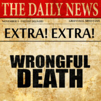 wrongful death newspaper headline