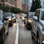 traffic congestion after working hours in New York City. People traffic congestion after working hours in New York City. People