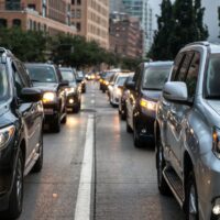 traffic congestion after working hours in New York City. People traffic congestion after working hours in New York City. People