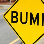 close up on bump sign at the side of street