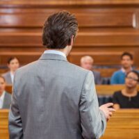 Lawyer pleading case to jury in court Lawyer pleading case to jury in court