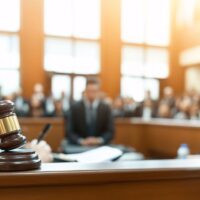 Intense Courtroom Plea Bargaining Scene - Defense Lawyer Discusses Deal with Defendant Amidst Dramatic Sunlight and Focused Faces