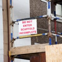 Do not enter scaffold construction site health and safety sign Do not enter scaffold construction site health and safety sign UK